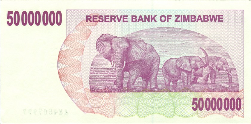 Zimbabwe P57 50.000.000 Dollars 2008 UNC