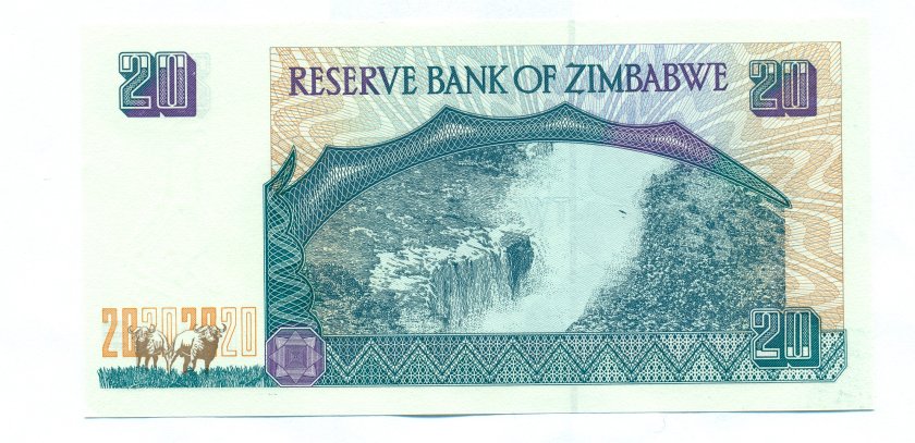 Zimbabwe P7 20 Dollars 1997 UNC