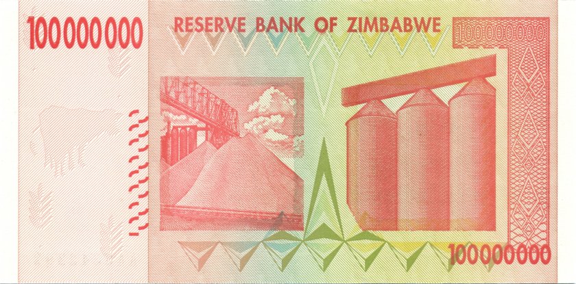 Zimbabwe P80 100.000.000 Dollars 2008 UNC