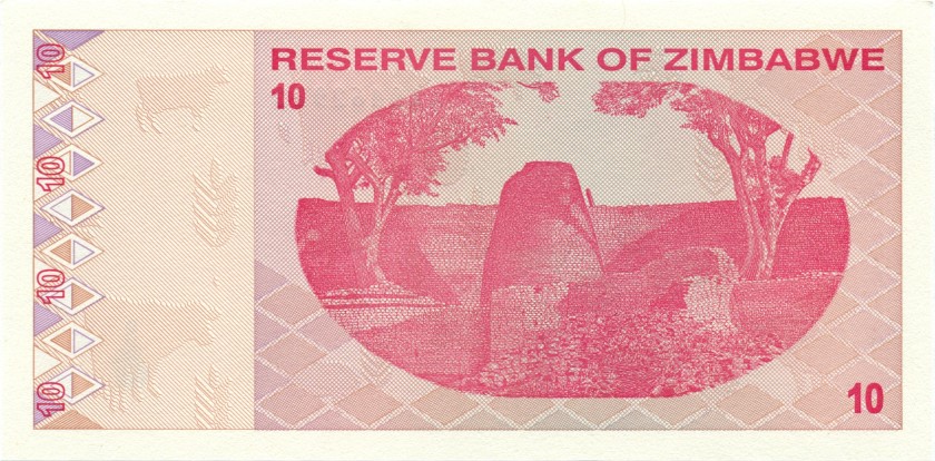 Zimbabwe P94 10 Dollars 2009 UNC