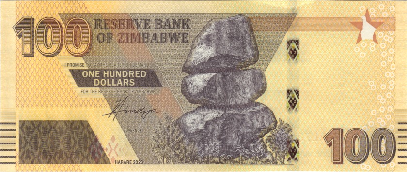 Zimbabwe P-W106 100 Dollars Bundle 100 pcs 2023 UNC