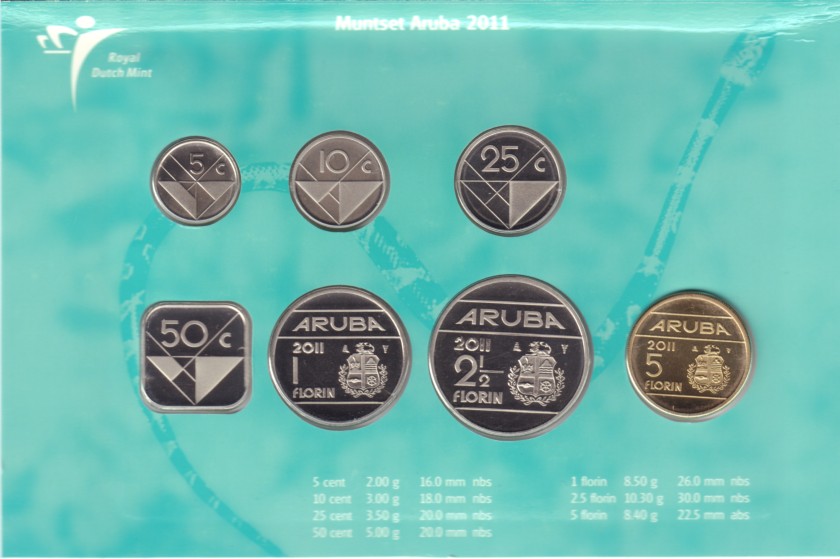 Aruba 2011 KM# 1 - 6, 38 Mint Set 7 coins UNC