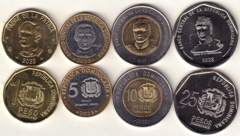 Dominican Republic 2022 - 2023 4 coins UNC