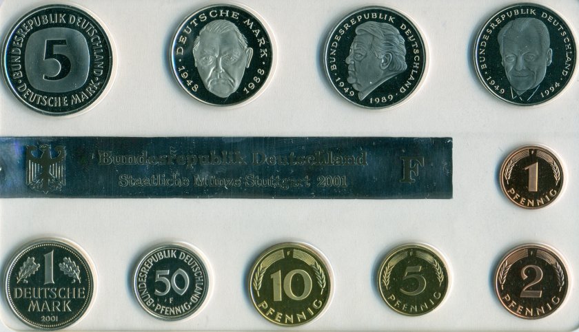 Germany 2001 F KM# 105-110,170,175,183,140.1 10 coins Proof