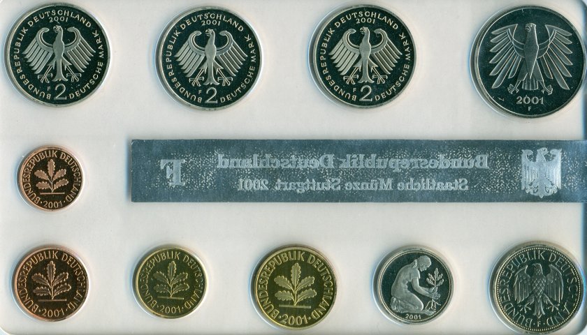 Germany 2001 F KM# 105-110,170,175,183,140.1 10 coins Proof