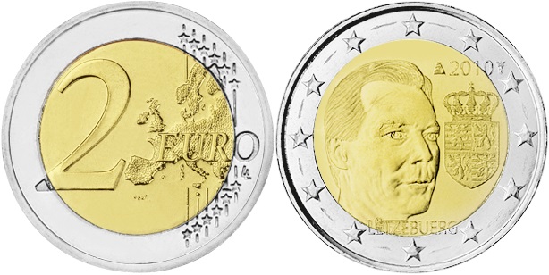 Luxembourg 2010 2 Euro Coat of arms of the Grand Duke UNC