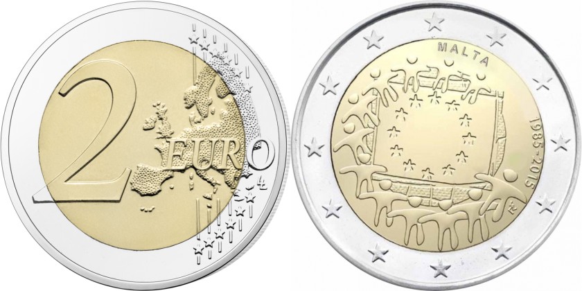 Malta 2015 2 Euro 30 Years of the European Union flag UNC