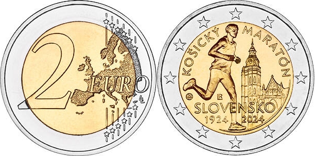 Slovakia 2024 2 Euro 100th anniversary of the Košice Peace Marathon UNC