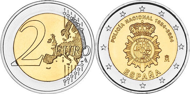 Spain 2024 2 Euro National Police 1824 - 2024 UNC